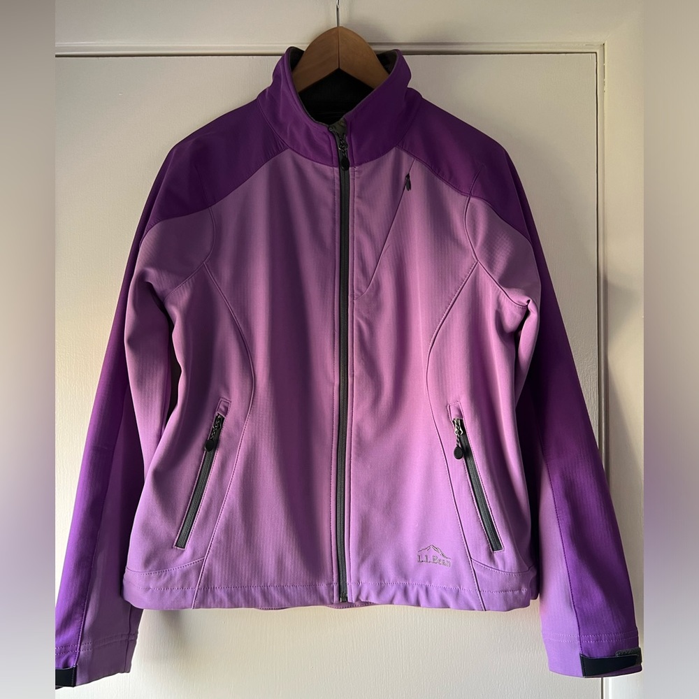 LL Bean Women’s Pathfinder Soft Shell Jacket Fleece Lined Purple Hike Ski Run
